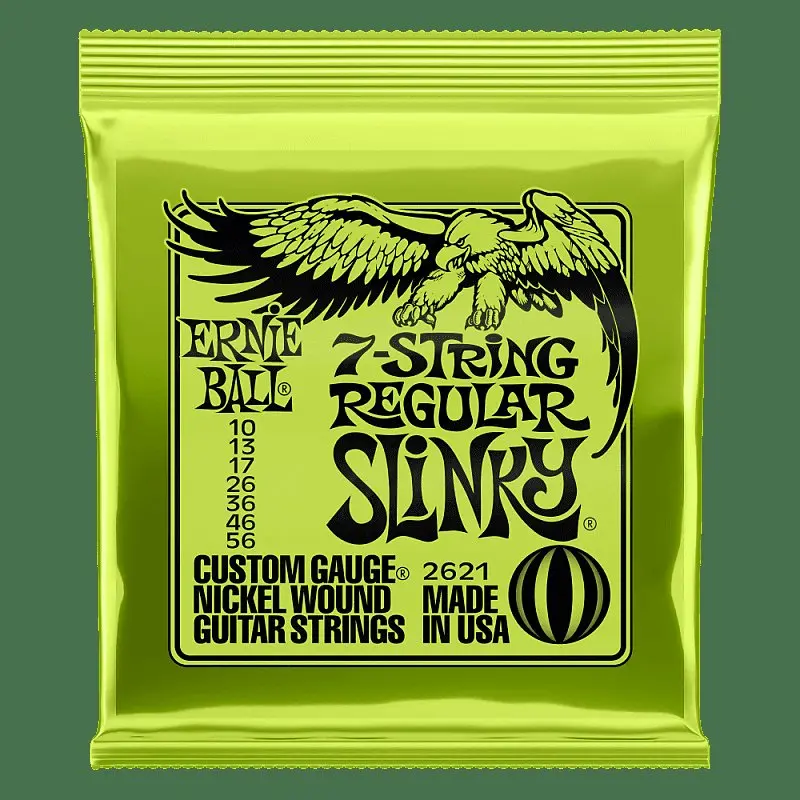 Ernie Ball 2621 7-String Regular Slinky Electric Guitar Strings, .010 - .056 1