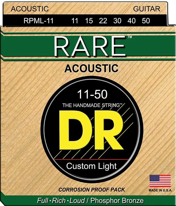 Dr Strings Rpml-11 Rare Phosphor Bronze Acoustic Guitar Strings - Medium Light (11-50) 1