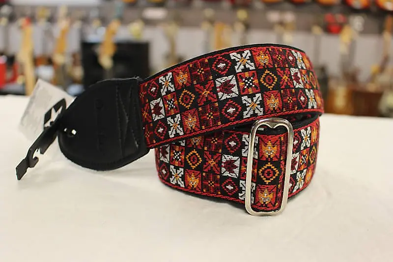 Souldier Guitar Strap Woodstock Red W/ Black Leather Ends *Free Shipping In The Usa* 1