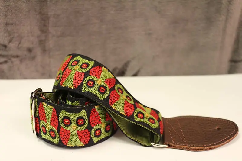 Souldier Owls Olive Guitar Strap With Brown Leather Ends *Free Shipping In The Usa* 1