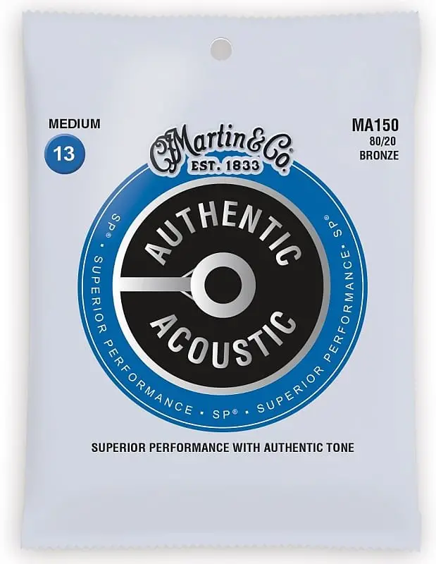 Martin Ma150 Authentic Acoustic Sp 80/20 Bronze Guitar Strings 13-56 Medium 1