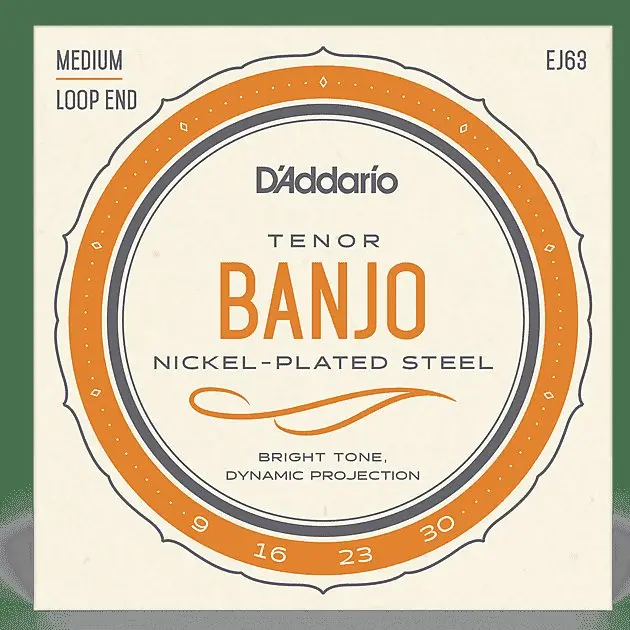 D'addario Ej63 Nickel Tenor Banjo Strings, Medium Gauge 4 String 9-30 1