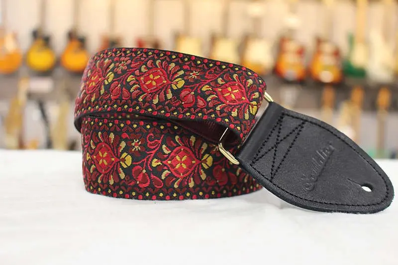 Souldier Hendrix Maroon Guitar Strap With Black Leather Ends Gold Hardware*Free Shipping In The Usa* 2