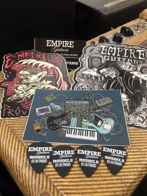 Empire Guitars Sticker Pack- 3 Stickers And 4 Logo Picks 1