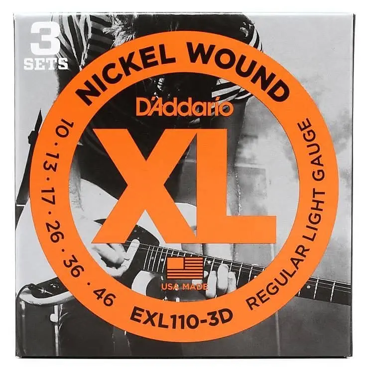 D'addario Exl110-3D Nickel Wound Electric Guitar Strings, Regular Light Gauge 3-Pack 1