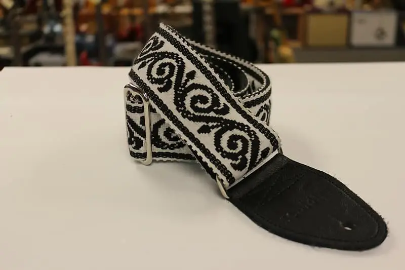 Souldier Scroll Black Guitar Strap With Black Leather Ends *Free Shipping In The Usa* 1
