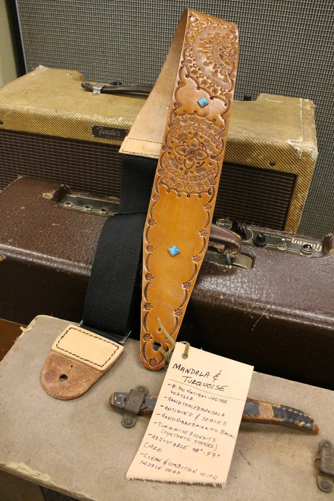 Cheesecake Leathers Mandala & Turqoise Guitar Strap 1