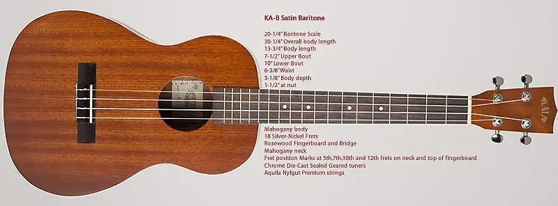 Kala Ka-B Baritone Ukulele - Satin Mahogany *Free Shipping In The Us* 1