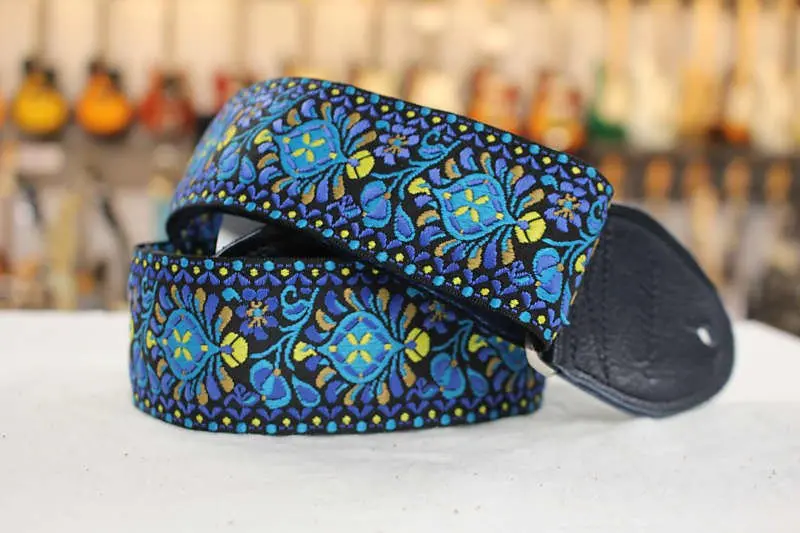 Souldier Hendrix Blue Guitar Strap With Blue Leather Ends *Free Shipping In The Usa* 1