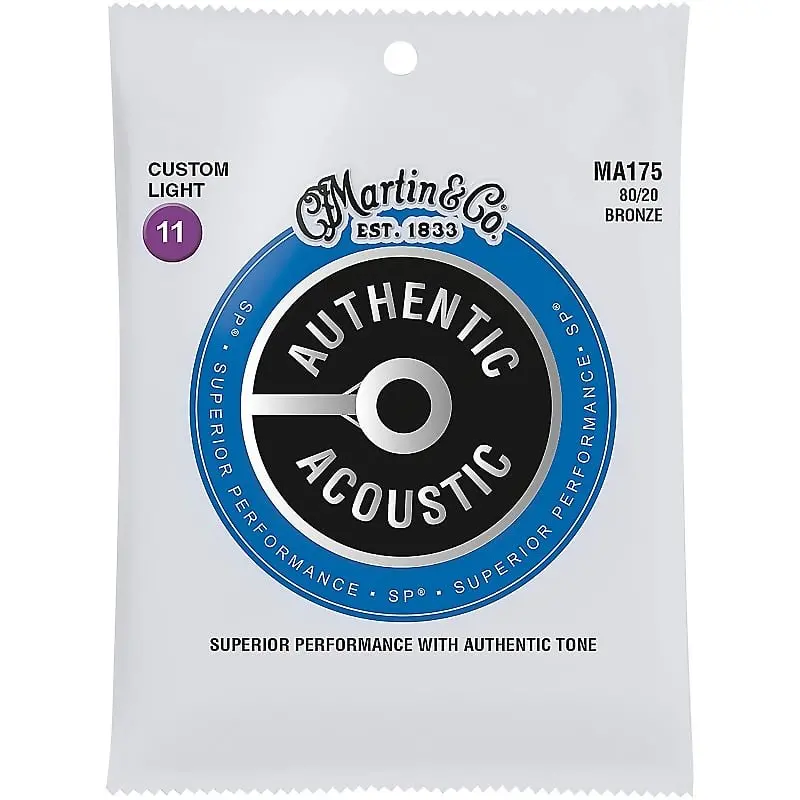 Martin Ma175 Sp 80/20 Bronze Custom-Light Authentic Acoustic Guitar Strings 1