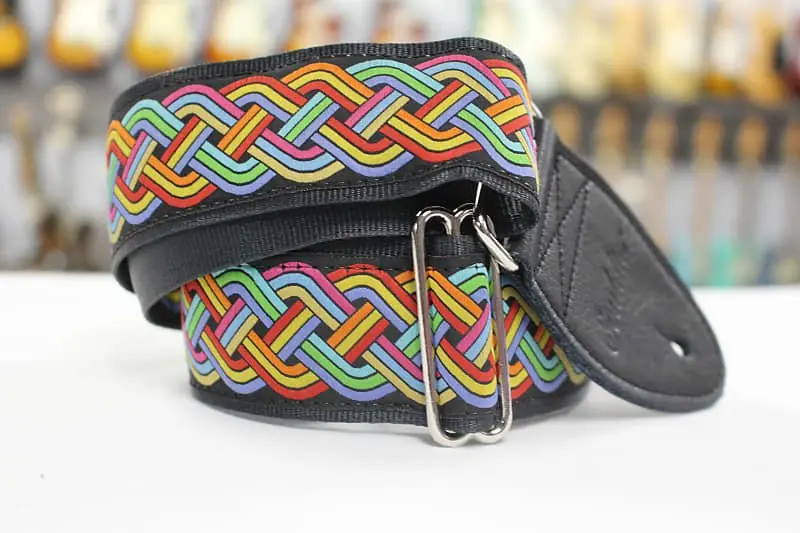Souldier Celtic Knot Rainbow Guitar Strap With Black Leather Ends *Free Shipping In The Usa* 1