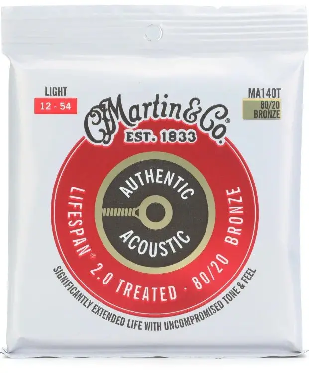 Martin Ma140t Authentic Acoustic Lifespan® 2.0 Guitar Strings 80/20 Bronze - 12-54 Light 1