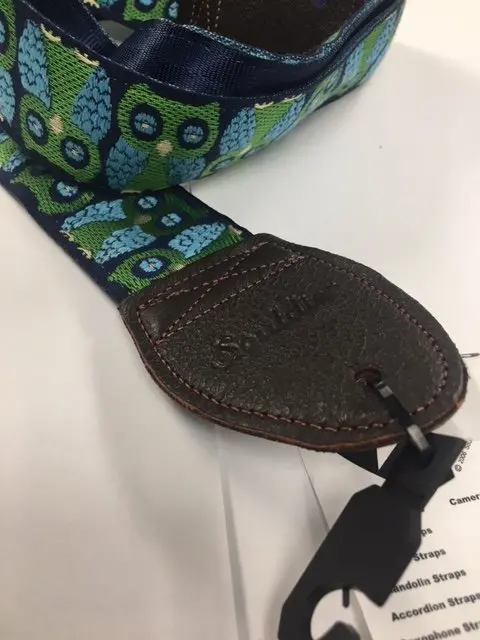 Souldier Guitar Strap Owls Navy W/ Brown Leather Ends *Free Shipping In The Usa* 1