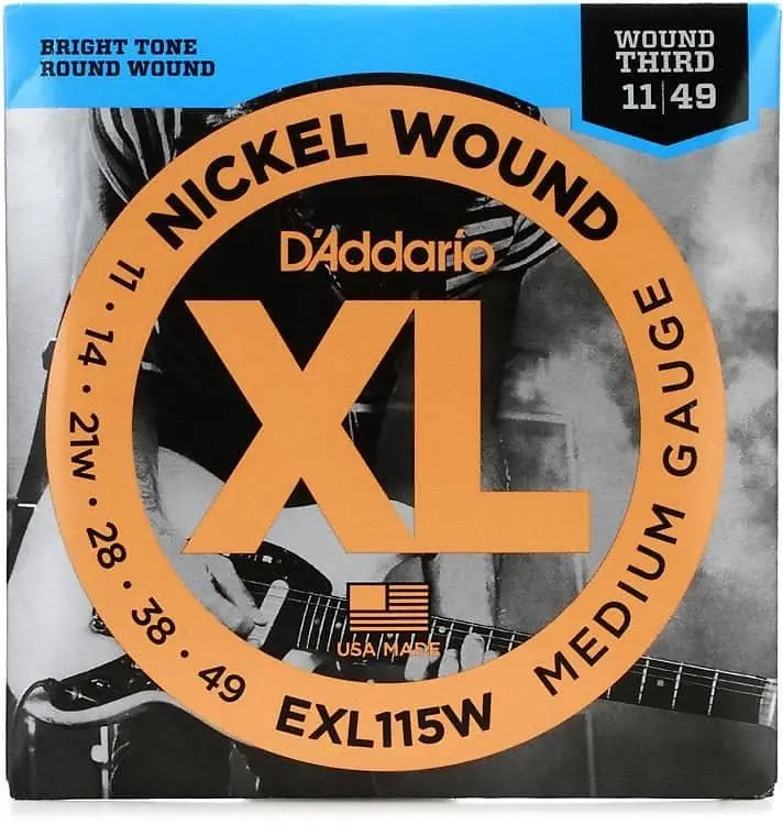 D'addario Exl115w Nickel Wound Electric Guitar Strings, 11-49 Gauge Wound 3Rd 1