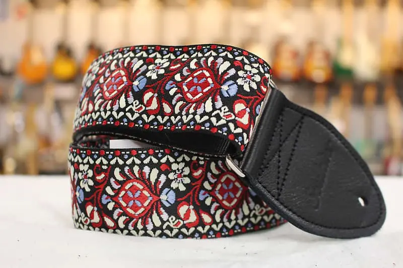 Souldier Hendrix Black Guitar Strap Black Leather Ends Gs0013bk *Free Shipping In The Usa* 1