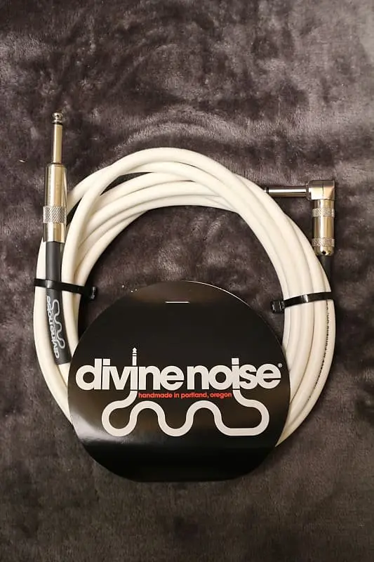 Divine Noise 25Ft Instrument Cable St-Ra (Straight-Right Angle) White *Free Shipping In The Usa* 1