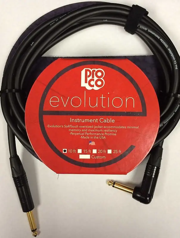 Pro Co Evolution Evlgcln-10 Instrument Cable 10 Ft Angle/Straight *Free Shipping In The Usa* 1