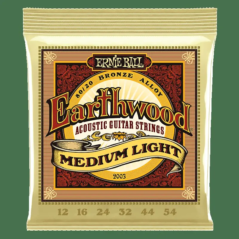 Ernie Ball Earthwood Medium-Light 80/20 Bronze Acoustic Guitar Strings, (.012 - .054) Po2003 1