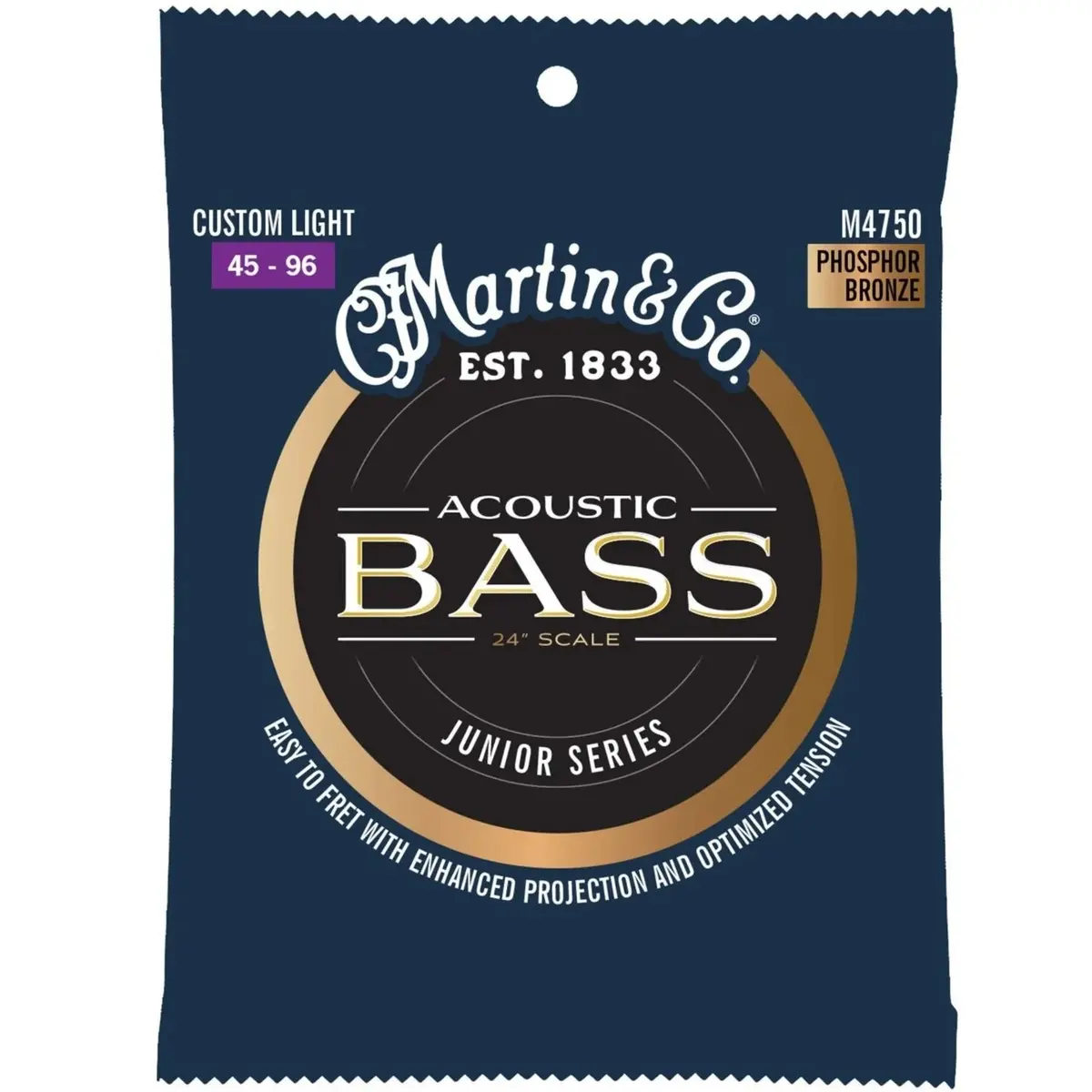 Martin M4750 Short-Scale 4-String Acoustic Bass Strings, Phosphor Bronze - 45-96 Custom Light 1