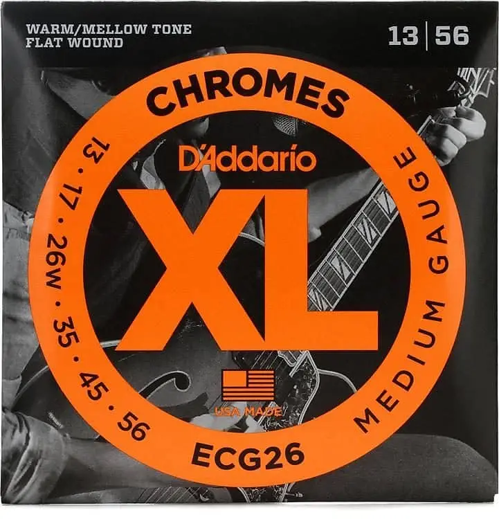 D'addario Ecg26 Xl Chromes Flatwound Electric Guitar Strings, Medium Gauge Standard 1