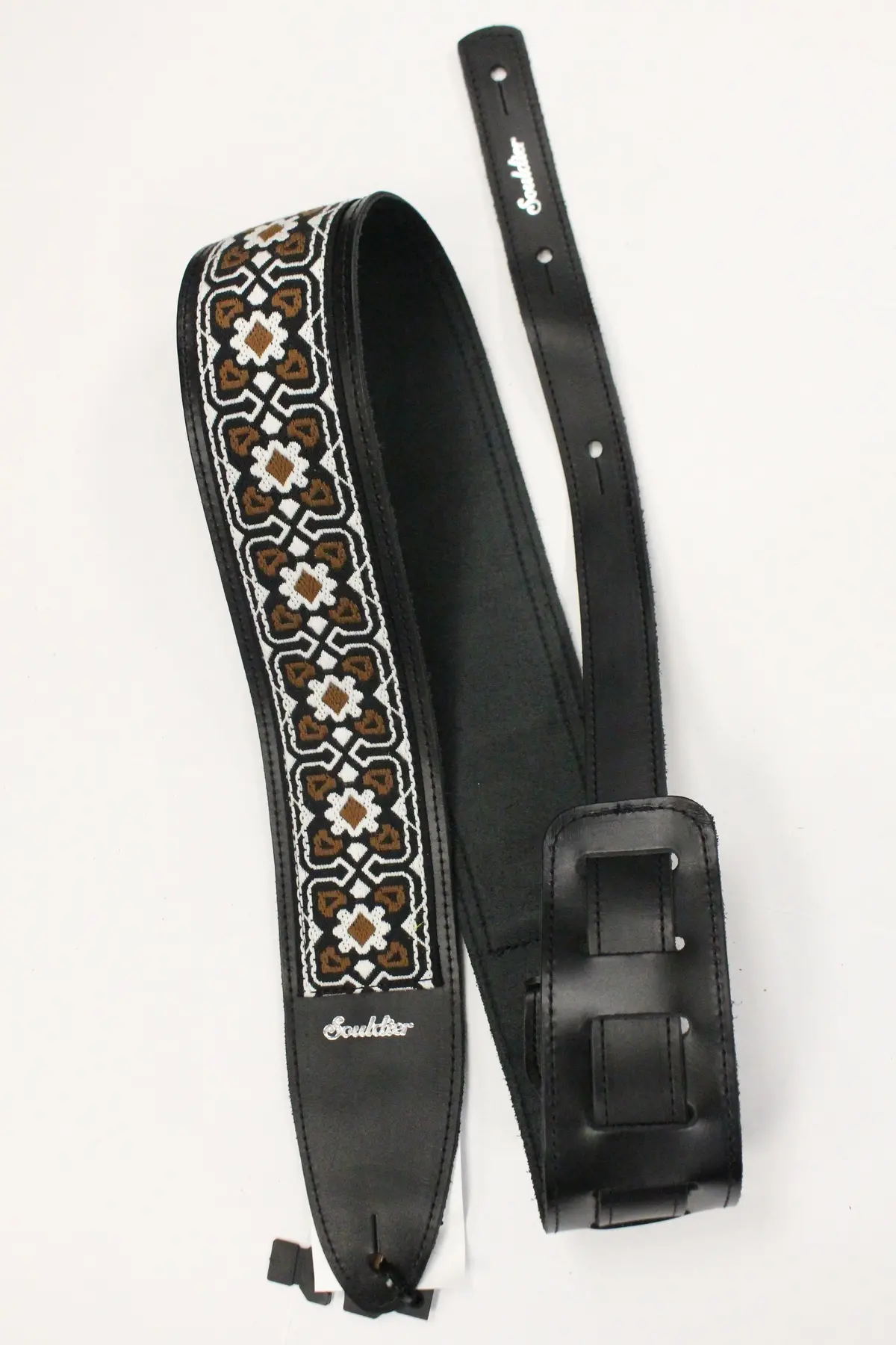 Souldier Fillmore White Brown On Black Torpedo Guitar Strap *Free Shipping In The Us* 1