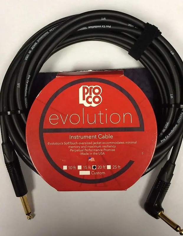Pro Co Evolution Evlgcln-20 Instrument Cable 20 Ft Angle/Straight *Free Shipping In The Usa* 1