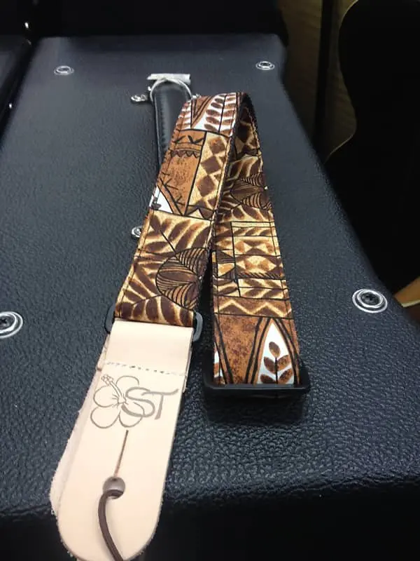 Sherrin's Threads Ukulele Strap 1.5" Brown Tapa *Free Shipping In The Usa* 1