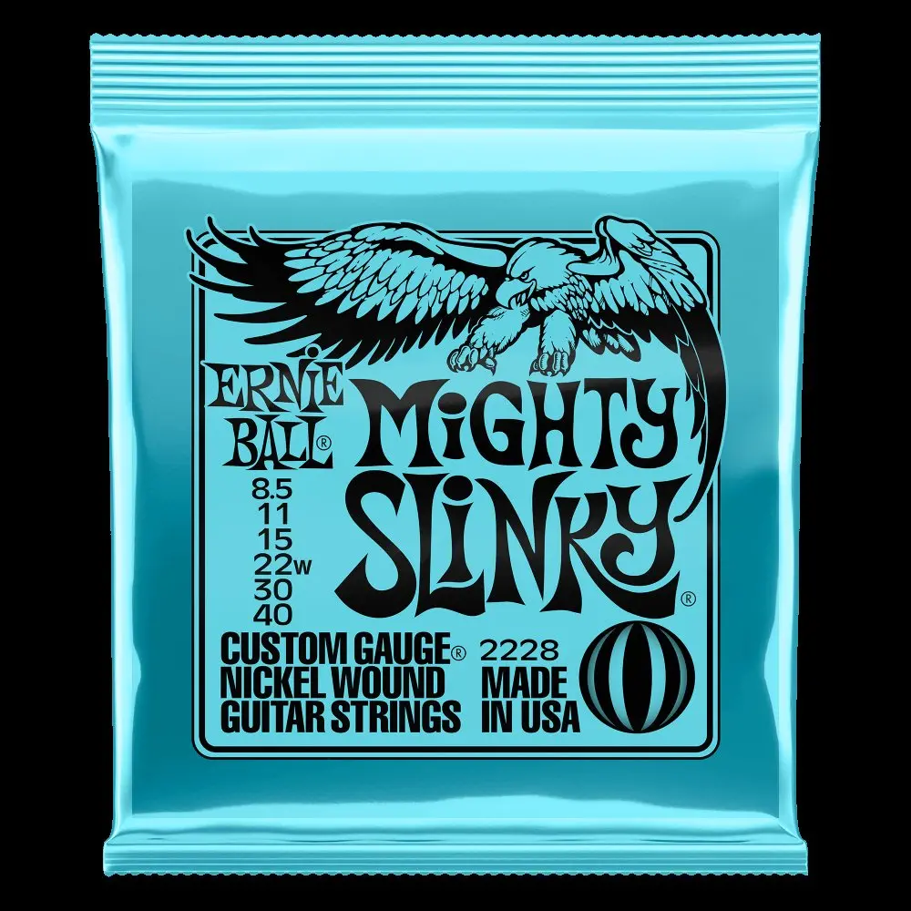Ernie Ball 2228 Mighty Slinky Nickel Wound Electric Guitar Strings 8.5-40 Gauge 1