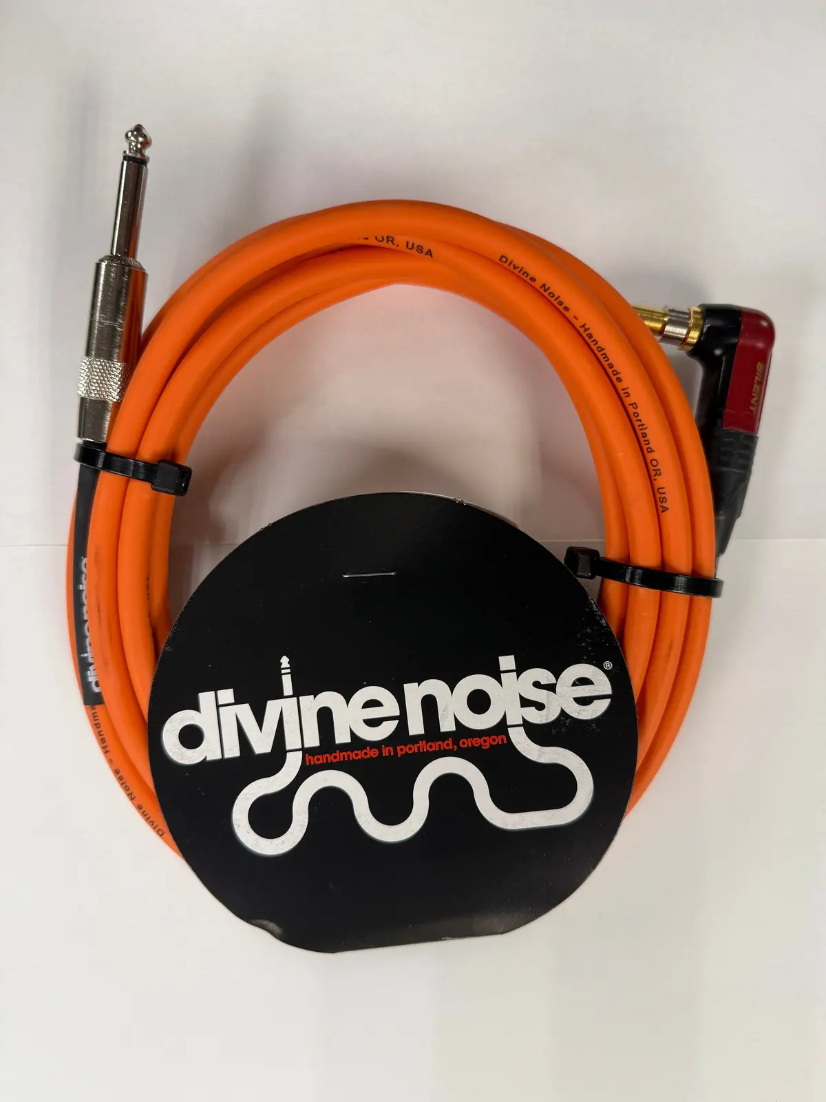 Divine Noise 15Ft Instrument Cable St-Ras (Straight-Right Angle Silent) Orange *Free Shipping* 1