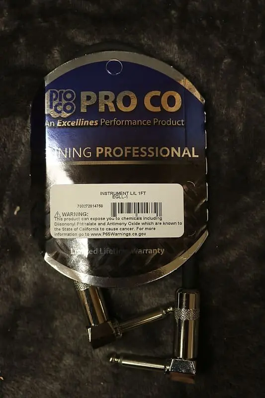 Pro Co Instrument Cable L/L 1Ft Egll-1 *Free Shipping In The Us* 1