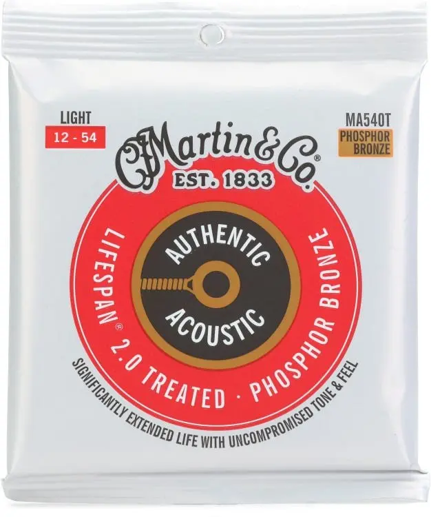 Martin Ma540t Authentic Acoustic Lifespan® 2.0 Guitar Strings Phosphor Bronze - 12-54 Light Gauge 1