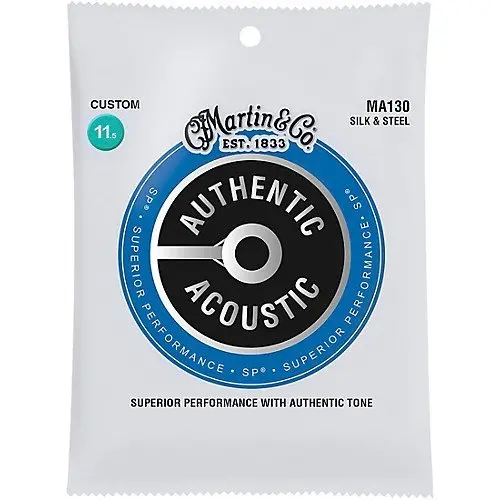 Martin Ma130 Authentic Acoustic Silk & Steel Guitar Strings 11.5-47 1