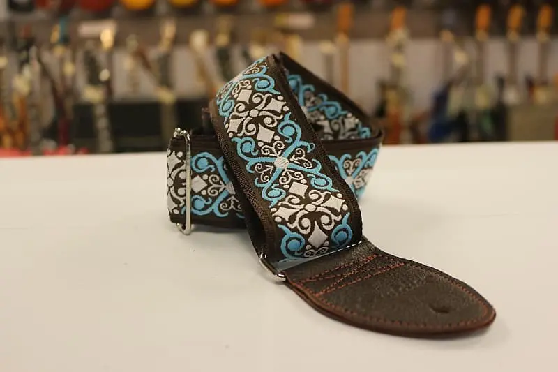 Souldier Guitar Strap Constantine Turquoise/White/Brown W/ Brown Ends *Free Shipping In The Usa* 1