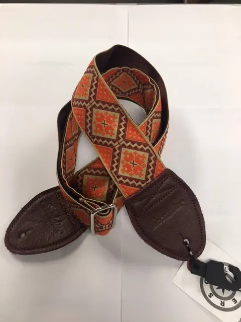 Souldier Rustic Burgundy Orange Guitar Strap With Burgundy Ends *Free Shipping In The Usa* 1