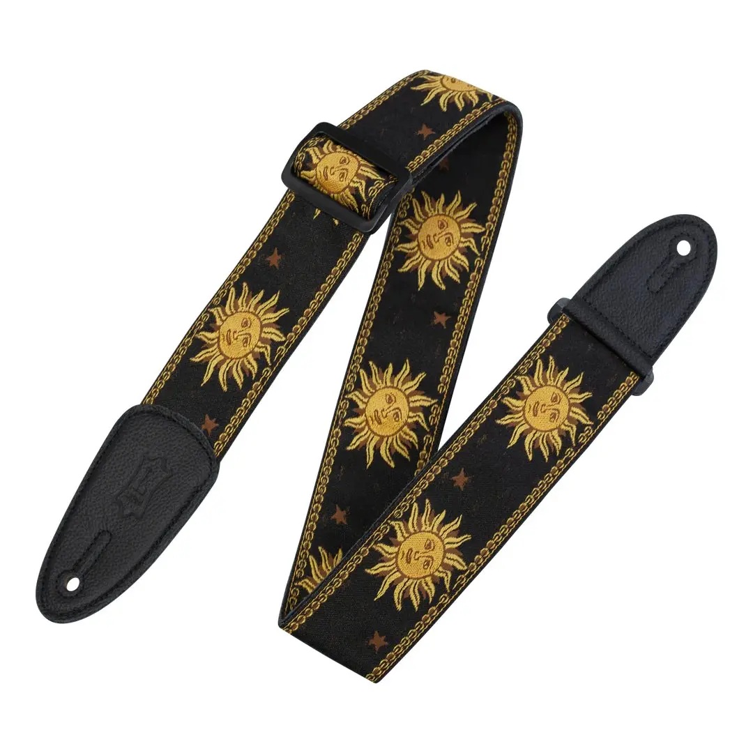 Levy's Mpjg-Sun-Blk 2" Sun Design Jacquard Weave Guitar Strap Black 1