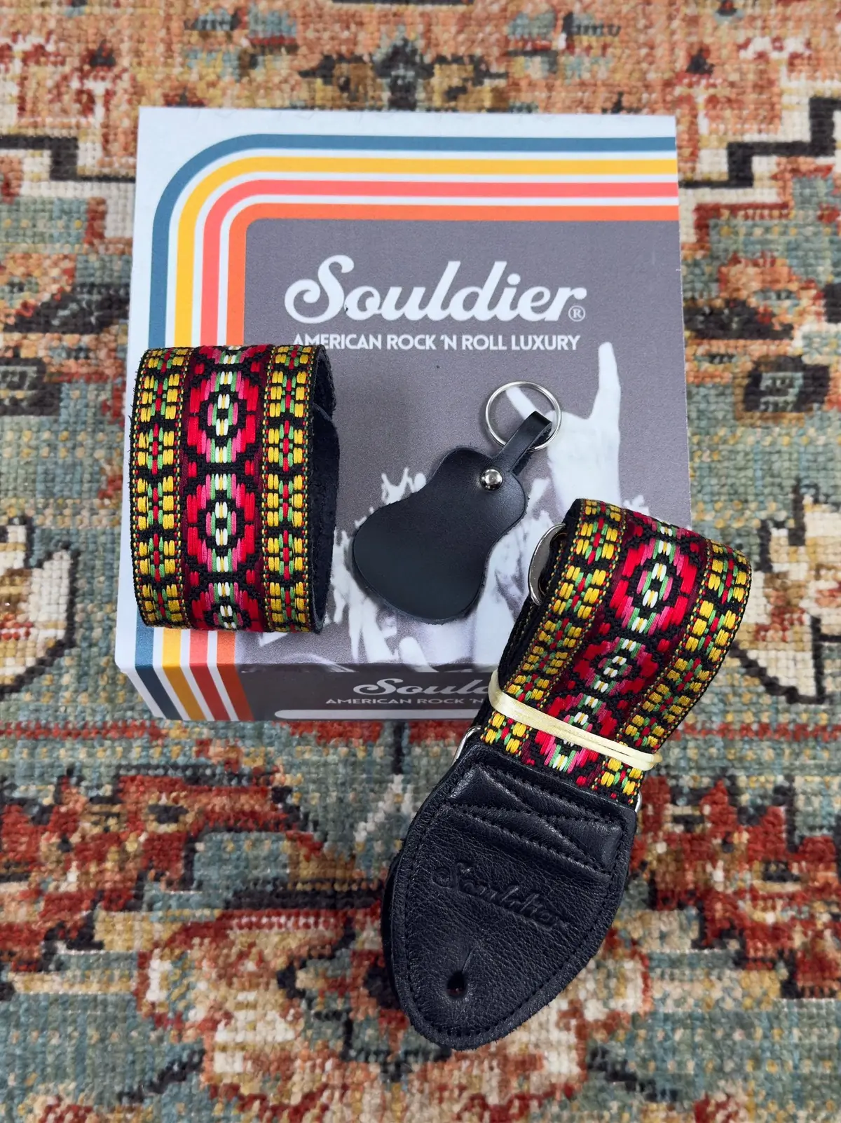 Souldier Straps Bohemian Red Guitar Strap Gift Box *Free Shipping In The Usa* 1