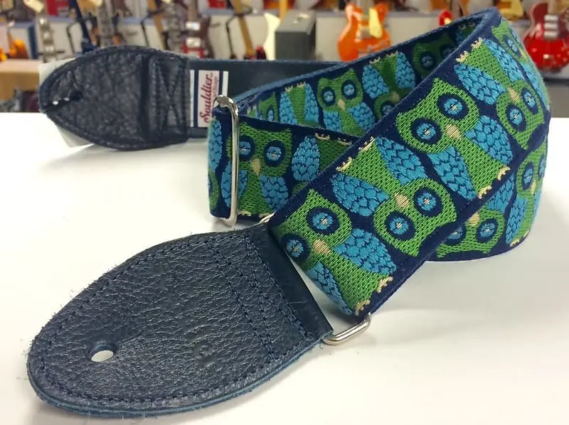 Souldier Guitar Strap Owls Navy Guitar Strap W/ Navy Blue Ends *Free Shipping* 2