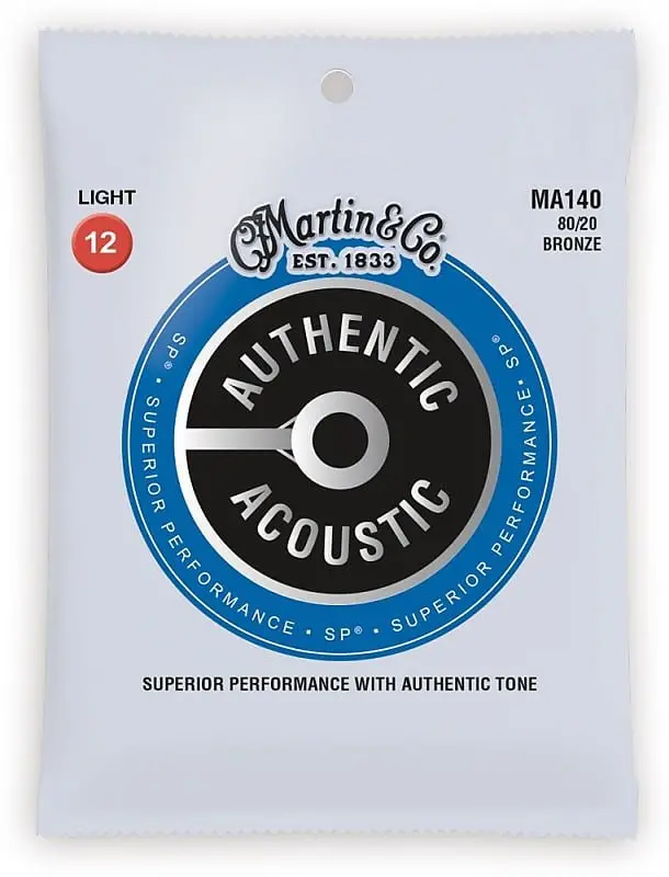Martin Ma140 Sp 80/20 Bronze Authentic Acoustic Guitar Strings - Light (12-54) 1