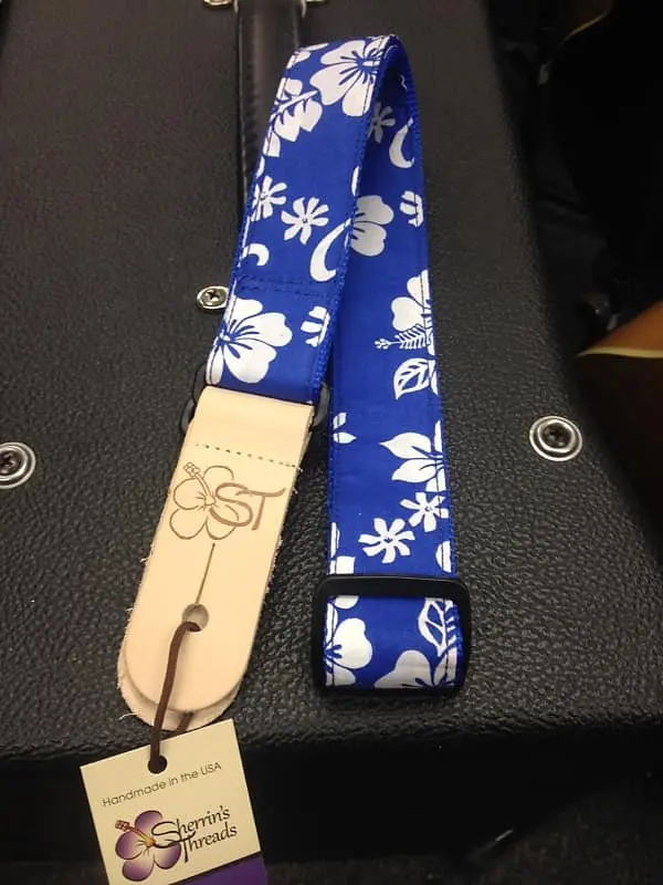 Sherrin's Threads Blue Hibiscus 1.5" Ukulele Strap *Free Shipping In The Usa* 1
