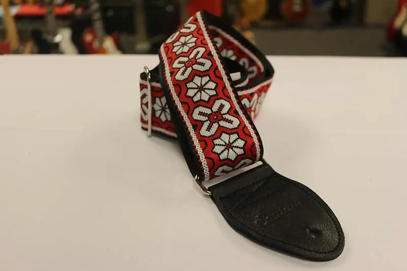 Souldier Guitar Strap Greenwich Red With Black Leather Ends *Free Shipping In The Usa* 1