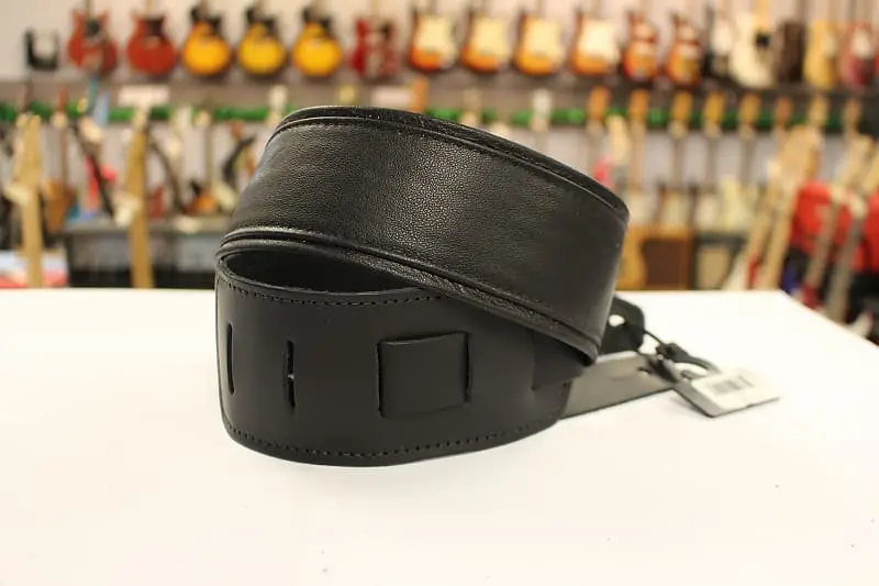 Lm Strap Ls-2523  Black Garment Leather Guitar Strap *Free Shipping In The Usa* 1