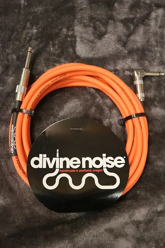 Divine Noise 15Ft Instrument Cable St-Ra (Straight-Right Angle) Orange *Free Shipping In The Usa* 1