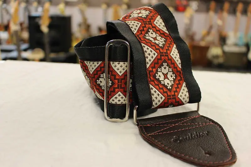 Souldier Rustic 3" White Flower Orange Diamond Wide Strap W/ Brown Ends *Free Shipping In The Usa* 2