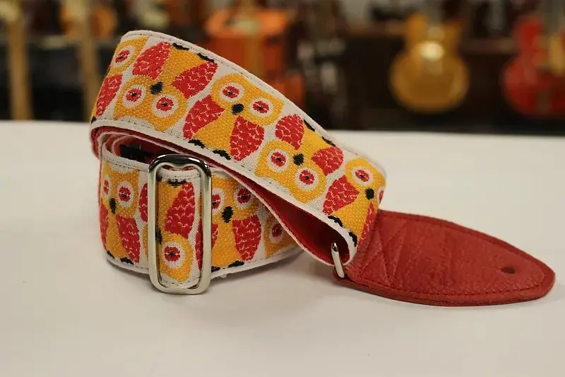 Souldier Guitar Strap Owls Red W/ Red Leather Ends *Free Shipping In The Usa* 1