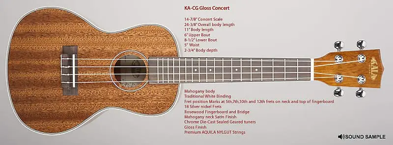 Kala Ka-Cg Concert Ukulele  Mahogany Gloss Top *Free Shipping In The Us* 1