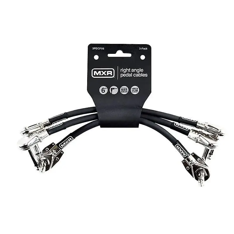 Mxr 3Pdcp06 1/4" Ts Right-Angle Instrument Patch Cables - 6" (3-Pack) 1