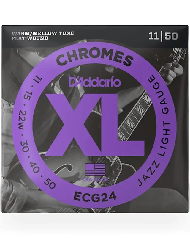 D'addario Ecg24 Xl Chromes Flatwound Electric Guitar Strings, Jazz Light Gauge Standard 1