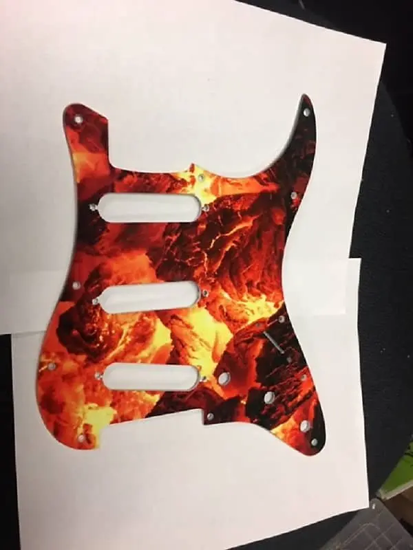 Greasy Groove Stratocaster Pickguard & Backplate Fire Ember 1