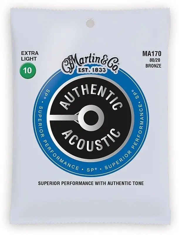 Martin Ma170 Sp 80/20 Bronze Authentic Acoustic Guitar Strings Extra Light 10-47 1