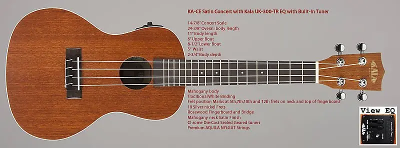 Kala Ka-Ce Concert Ukulele Acoustic/Electric 1